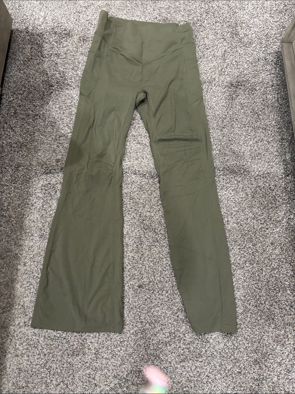 High-Waist Olive Green Flare Legging active wear
